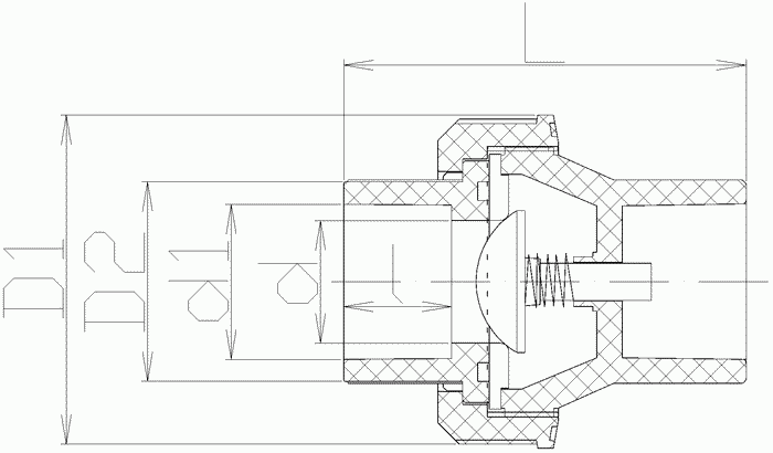 Feder-Rücklaufventil, G1 1/2 - 50 mm