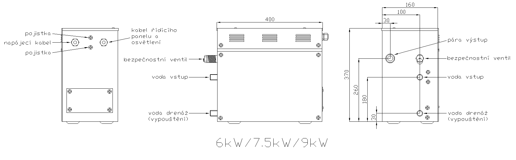 Generátor páry 6 kW